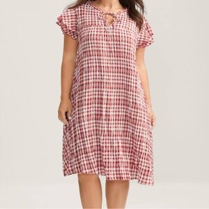 Bloomchic Red Plaid Midi Dress